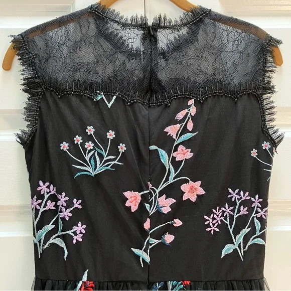 BHLDN Anthropologie Isabel Garcia Vizelle Midi Dress Floral Tulle Lace XS S